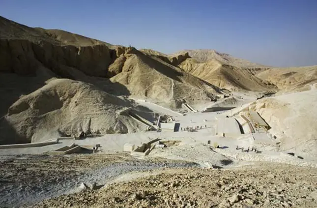 A photo of the Valley of the Kings, an ancient Egyptian necropolis on the west bank of the Nile River near Luxor.